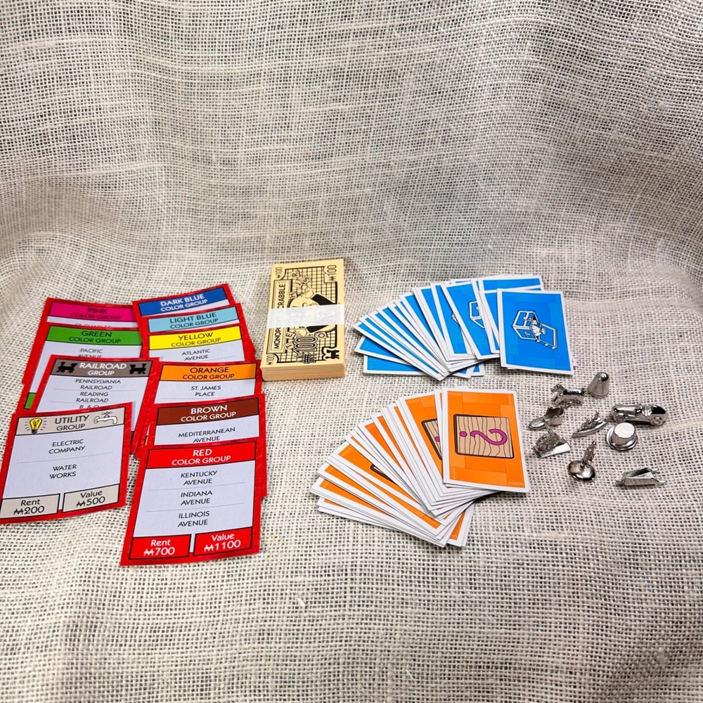Monopoly Scrabble Replacement Game Pieces Money Cards Metal Tokens Set as posted
